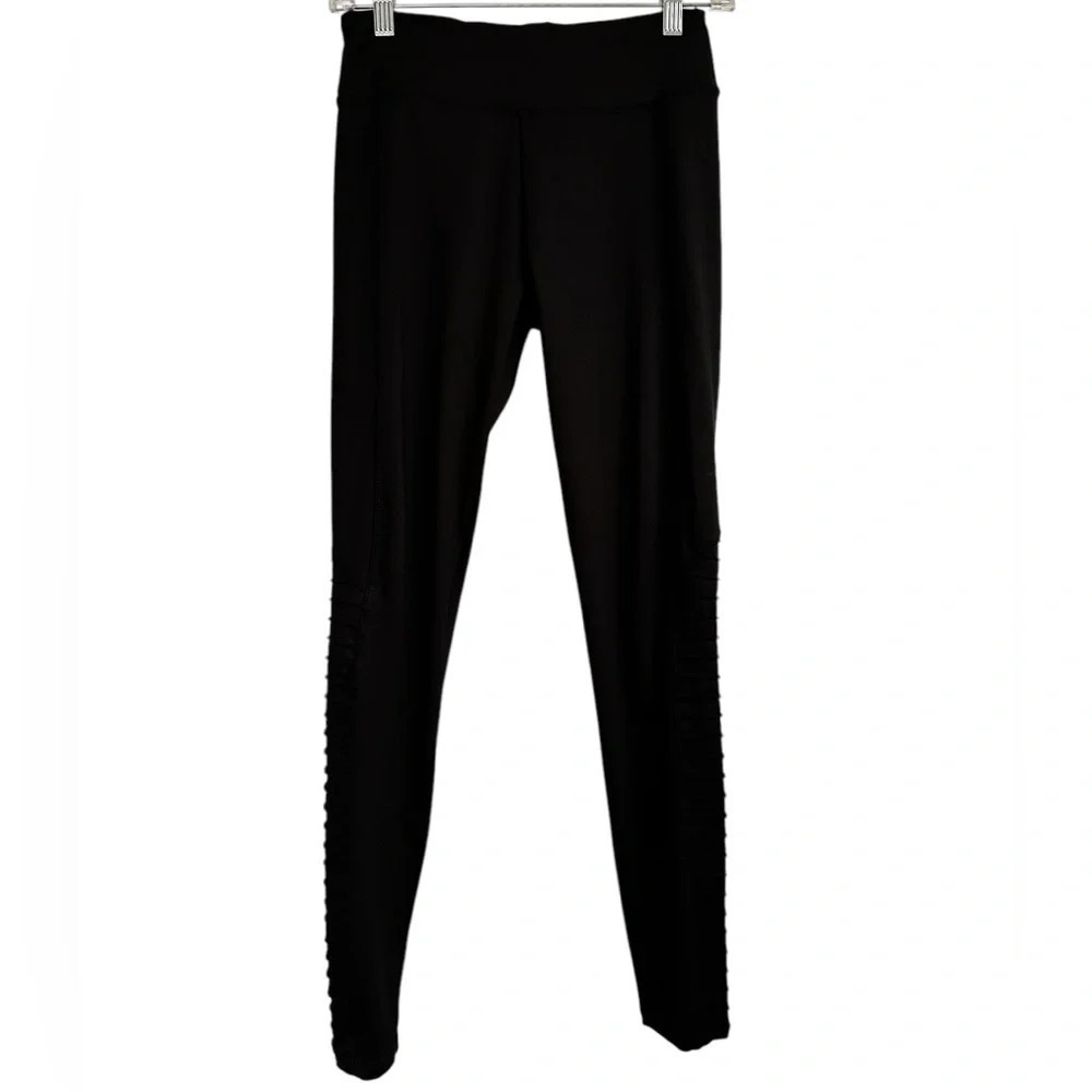 SAM EDELMAN Womens Black Stretch Straight Elongated Moto Leggings